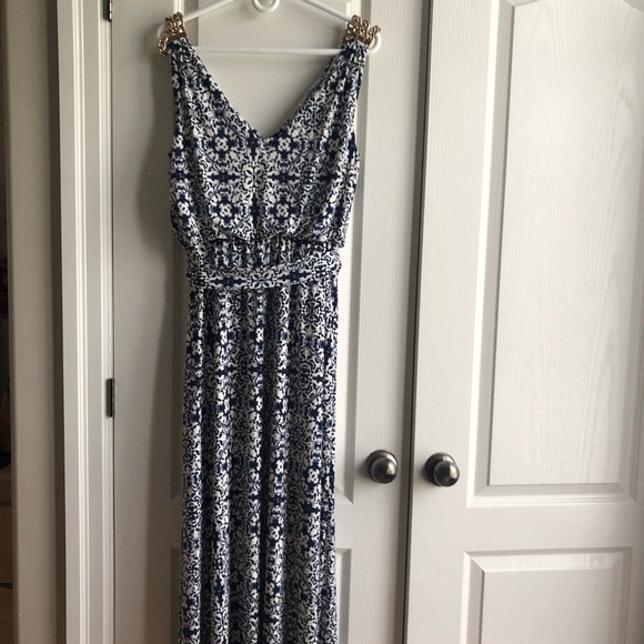NWOT Blue & White Patterned Maxi Dress - Picture 7 of 7